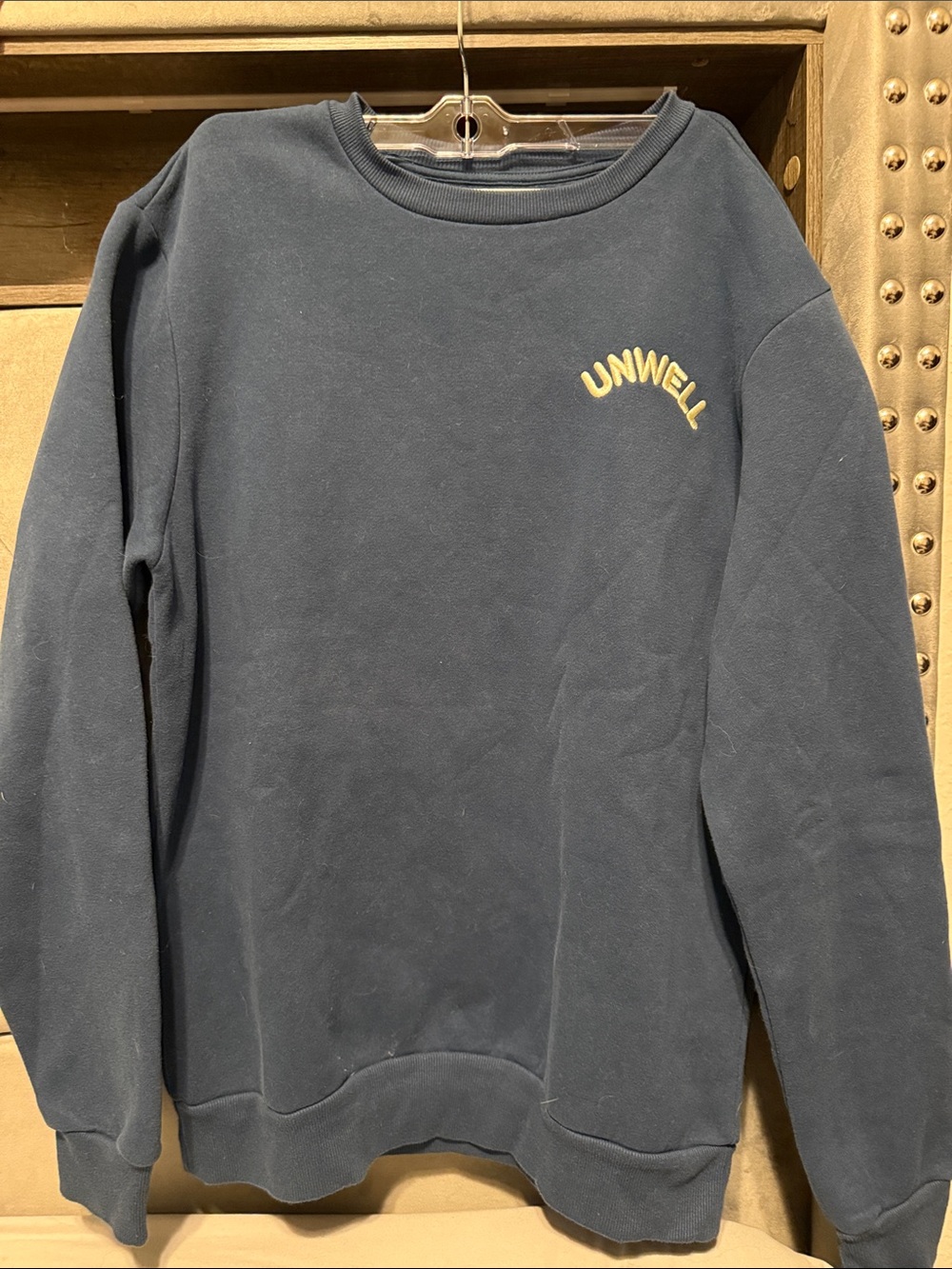 Unwell Navy Blue Embroidered Logo Crewneck Sweatshirt